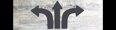Arrows on floor show three directions